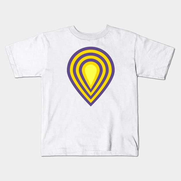 retro sixties inspired fan pattern in yellow and violet Kids T-Shirt by VrijFormaat